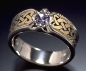 Sterling Silver and Yellow Gold Celtic Heart Shield Ring